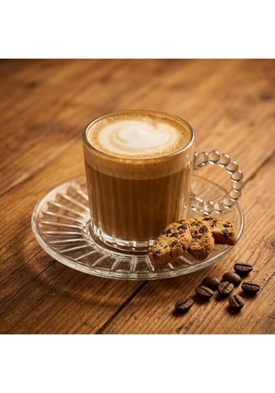 6'li Cam Kahve Fincanı Seti Boncuk Kulplu Şeffaf Espresso & Türk Kahvesi Fincan Takımı Tabaklı Diğer