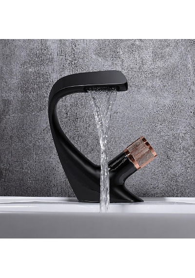 Zen Kısa Lavabo Bataryası Mat Sıyah-rose Mat Siyah