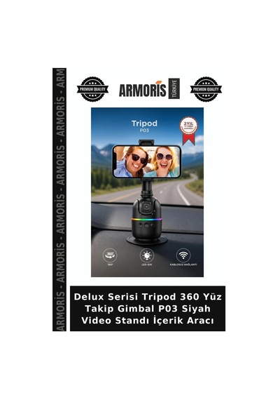 Delux Serisi Tripod 360 Yüz Takip Gimbal P03 Siyah Video Standı İçerik Aracı