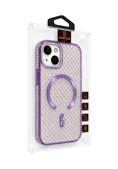 Nettech Apple iPhone 13 Uyumlu Taşlı Seri Arka Koruma Kılıf - Mor