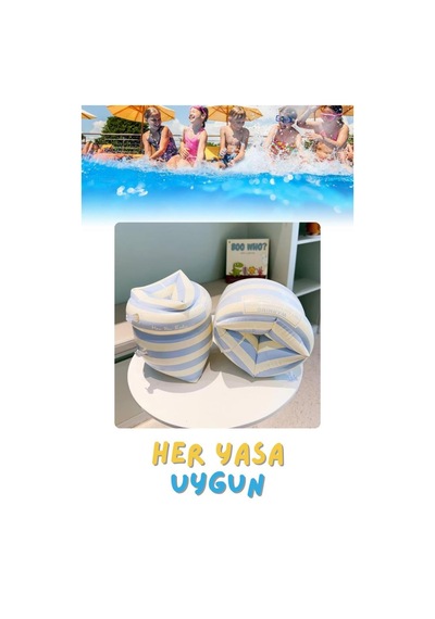Mavi Çizgi Desen Her Yaşa Uygun Yürüyen Kolluk, Şişme Deniz Havuz Yüzme Kolluğu, Yüzme Ekipmanları
