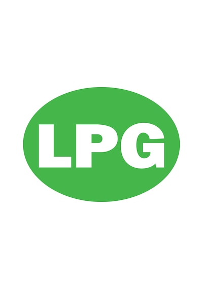 Lpg - Oto Sticker (Yeşil Zemin Üzerine Beyaz Yazı) 10X7 Cm