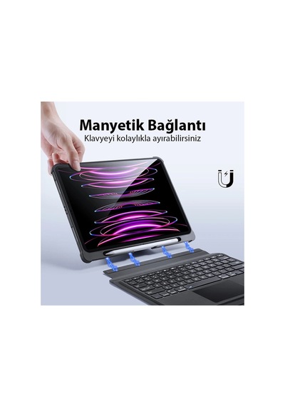 Dux Ducis Apple Uyumlu iPad Pro 12.9 2022/2021/2020 Sk Series Kablosuz Bluetooth Klavye Touchpad - Hs08377424-3 Siyah Arka Kapak Dux Ducis Apple Uyumlu iPad Pro 12.9 2022/2021/2020 Sk Series Kablosuz Bluetooth Klavye Touchpad - Hs08377424-3 Siyah Arka Kapak