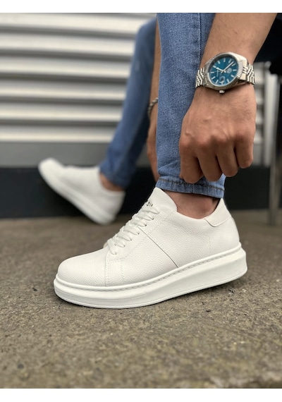 Jy151 Boost Bağcıklı Cilt Erkek Günlük Sneaker Ayakkabı Cbt - Beyaz Beyaz
