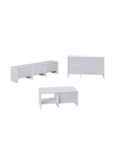 Laris Üçlü Set Tv Sehpası, Konsol Ve Orta Sehpa İle Modern Yaşam Alanları İçin Takım Beyaz Laris Üçlü Set Tv Sehpası, Konsol Ve Orta Sehpa İle Modern Yaşam Alanları İçin Takım Beyaz
