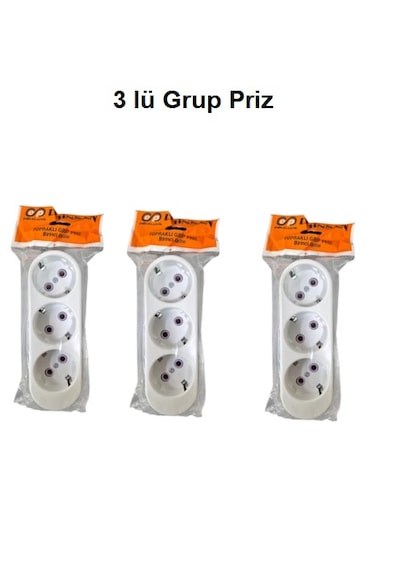 3 Adet 3 Lü Grup Priz 0