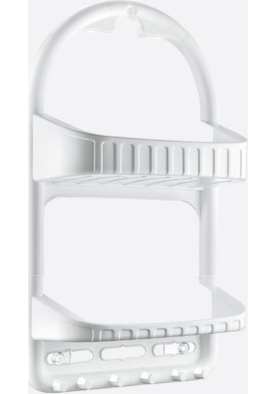 Flosoft 2 Raflı Şampuanlık, Asılabilir Vantuzlu Banyo Duş Şampuan Sabun Kozmetik Düzenleyici Beyaz