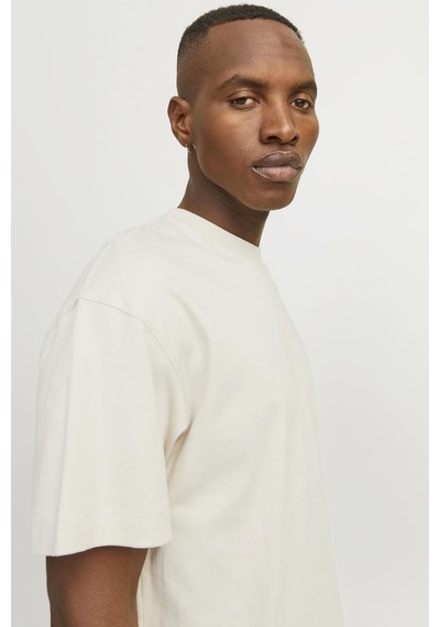 Jack & Jones Erkek Bisiklet Yaka Loose Fit Bej T-shirt - 12254412 Bej