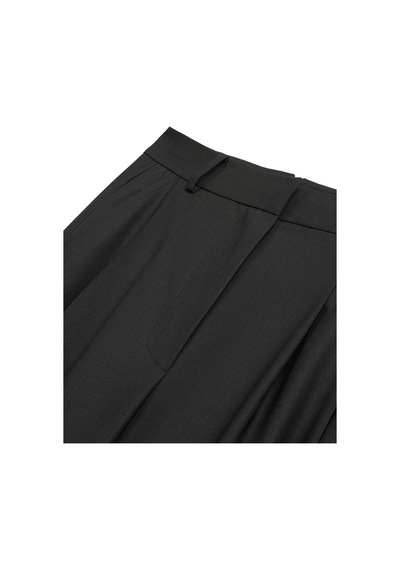 Nocturne Minimalist Yüksek Bel Geniş Paça Midi Kadın Pantolon - Günlük & Ofis Siyah