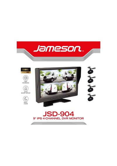Jameson 4 Kanal Ips 9" Dvr Monitör - Jameson Jsd-904 - 4 Kameralı , Hareket Sensörlü Dvr Kamera