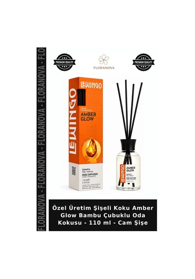 Özel Üretim Şişeli Koku Amber Glow Bambu Çubuklu Oda Kokusu - 110 Ml - Cam Şişe Çok Renkli