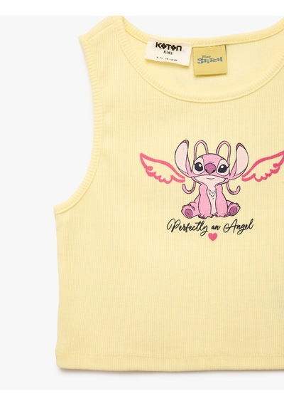 Koton Lisanslı Stitch Baskılı Kaşkorse Kolsuz Bisiklet Yaka Atlet Sarı 6skg30072ak