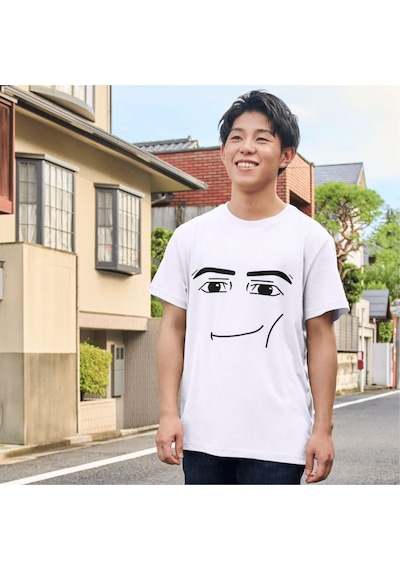 Alpşan Ticaret Roblox Face Man Tişört Beyaz Unisex Tshirt Roblox Tişört Beyaz