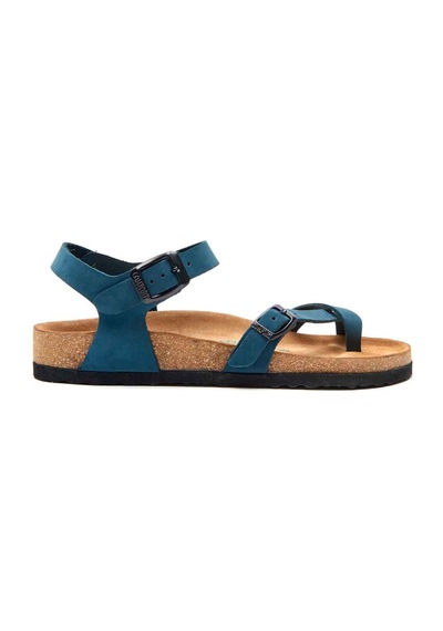 Comfortfusse Gabriella - Kadın Ortopedik Hakiki Deri Sandalet Lacivert Nubuk Deri