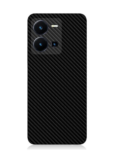 Vivo Y22s Uyumlu Silikon Kılıf Siyah Karbon Motif
