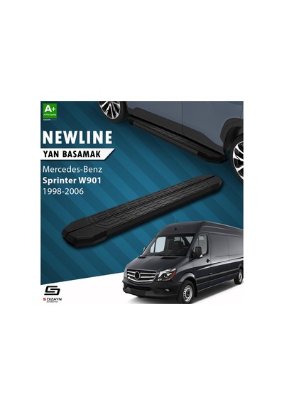 S-dizayn Mercedes Sprinter W901 Orta Şase Newline Siyah Yan Basamak 263 Cm 1998-2006 A+ Kalite