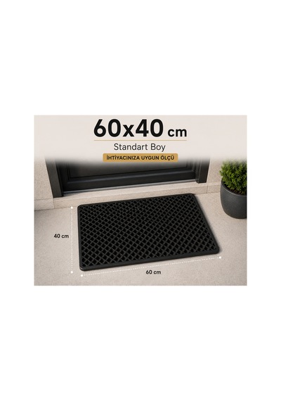 Eva-kapı-önü-paspası 60 40 Ebatında-koyu-gri Koyu Gri