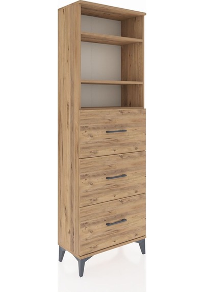 Arges Dolap 3 Raflı 3 Çekmeceli 60x30x182 Çam-çam Çam