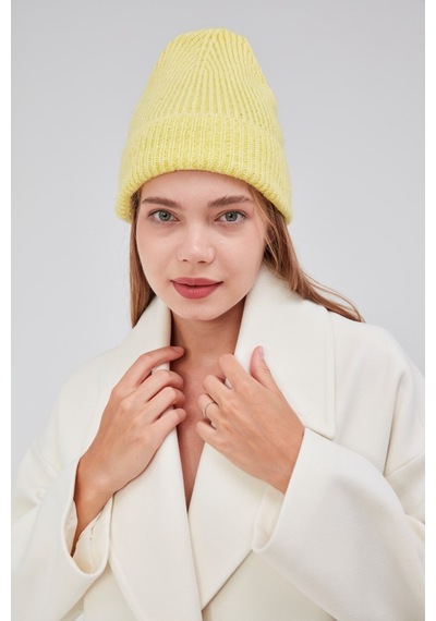 Derikem Basic Şık Standart Lüks Unisex Tiftik Bere Limon Sarısı