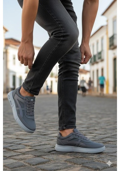 Fort 2308 Dks Keten Rahat Hafif Sneaker Erkek Ayakkabı Füme