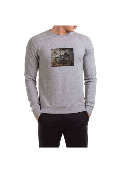 Stalker Alta Silik Yazı Baskılı Gri Erkek Örme Sweatshirt