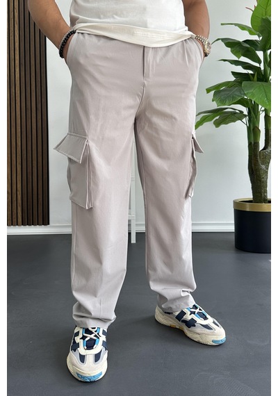 Edwoxmen Erkek İnce Baggy Kalıp Kargo Pantolon Gri Edw173-gri Gri