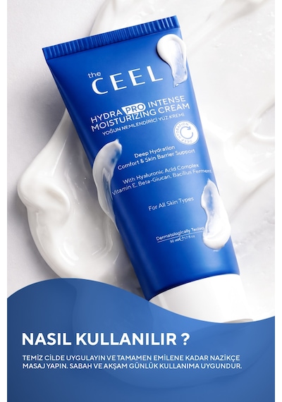 The Ceel Su Bazlı Yoğun Nemlendirici & Bariyer Destekleyici Krem | Hyaluronik Asit Kompleksi, Allantoin 50 ml