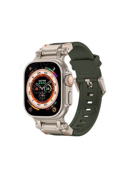 Apple Uyumlu  Watch  42mm 44mm 45mm 49mm Titanyum Metal Bağlantı Kitli Silikon Kordon 101