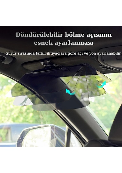 Araç İçi Güneş Siperliği Ön Cam Güneşliği Gece Gündüz Parlama Engelleyici Güneşlik Araç Gözlüğü Siyah