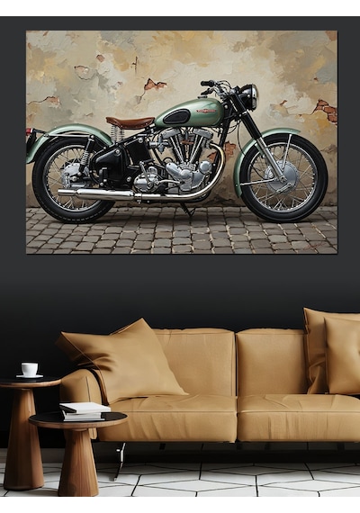 Ahşap Tablo Modern Tasarımlı Klasik Yeşil Motosiklet Yiyecek Ve İçecek Tabloları
