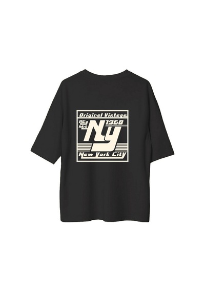 Paybuy Orijinal Vintage Ny 1968 New York Şehri Baskılı Kadın Oversize Ti Siyah