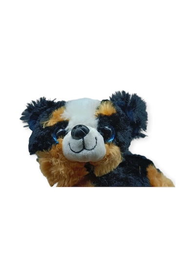 Sesli Peluş Yatan Köpek 25 Cm - Siyah Kahve Çok Renkli