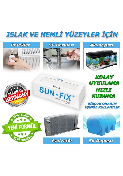 Sun-fix Aqua Macun Kaynak Yapıştırıcı Islak Nemli Alanlar İçin 50 Gr Yeni Geliştirilmiş Formül