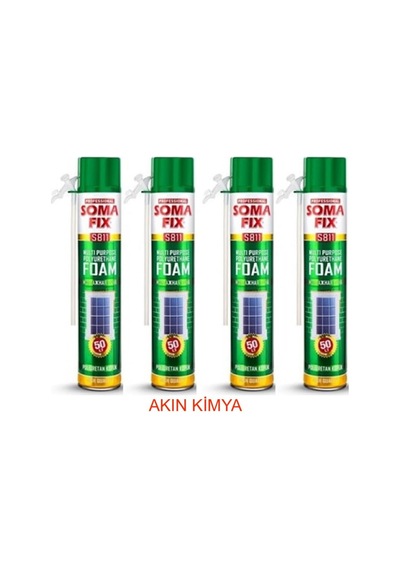 Somafix 4 Adet Somafix 750 Ml Poliüretan Köpük Genel Amaçlı Dolgu Köpüğü S811 Diğer