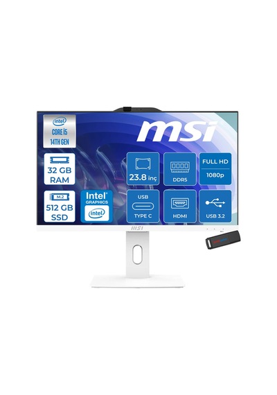 MSI PRO AP242P 14M-1201EU-F12 i5-14400 32 GB 512 GB SSD 23.8" Free Dos AIO Masaüstü Bilgisayar