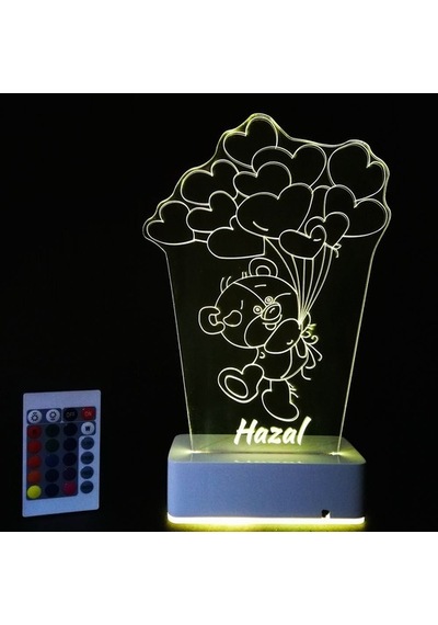 Sevgiliye Özel 3D Balon Ve Ayıcık Masaüstü Led Lamba (459258886)