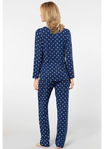 Türen Çiçek Desenli Uzun Kollu Patlı Pijama Takımı 3382/lacivert 001 Türen Çiçek Desenli Uzun Kollu Patlı Pijama Takımı 3382/lacivert 001