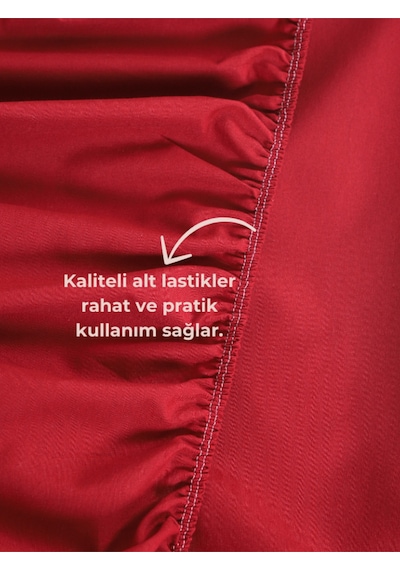 Bordo Lastikli Çarşaf Takımı Fitted Pamuklu Kumaş Yastık Kılıflı