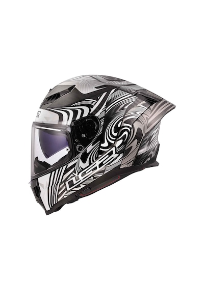 Ls2 Dragon Karbon Enthum Kapalı Kask Siyah - Beyaz