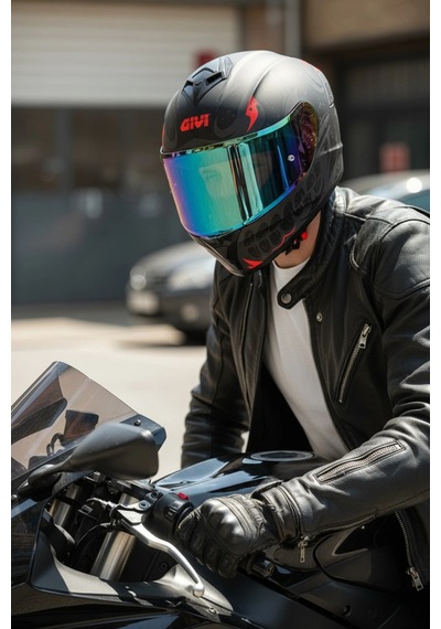 Gıvı 50.x Bones Kırmızı  1 Renkli 1 Şeffaf Vizörlü Motosiklet Kask İridyum Vizör + Şeffaf