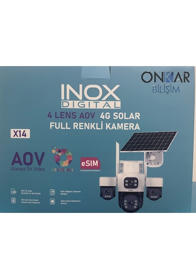 Inox X14 4lens Esim Solar Kamera Çift Panel Güneş Enerjili Kamera