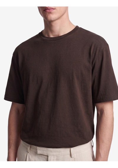 Koton Pamuklu Bisiklet Yaka Kısa Kollu Basic Oversize Tişört Kahverengi 7wam10086mk