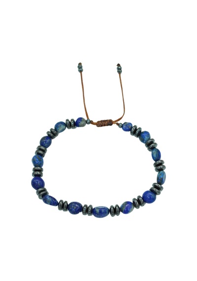Sertifikalı Lapis Lazuli Ve Hematit Doğal Taşlı Bileklik Lacivert