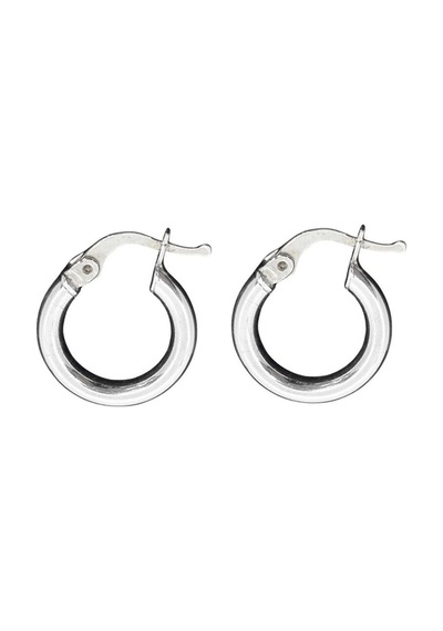 Oya Silver Kalın Gümüş Şarnel Kadın Halka Küpe 1.5x1.5cm