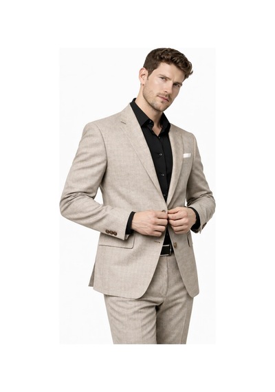 Suitmen Erkek Silim Fit Yelekli Çift Yırtmaçlı Takım Elbise Bgl-st05329 Bej
