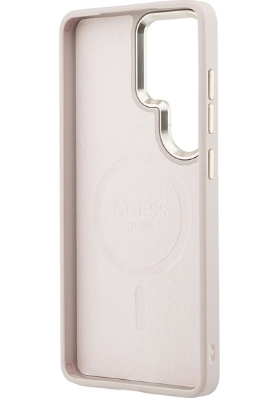 Galaxy Uyumlu S26 Ultra Kılıf Guess Lisanslı M-safe Uyumlu Pu Deri 4g Desenli Yazı Logolu Kapak Pembe Pembe