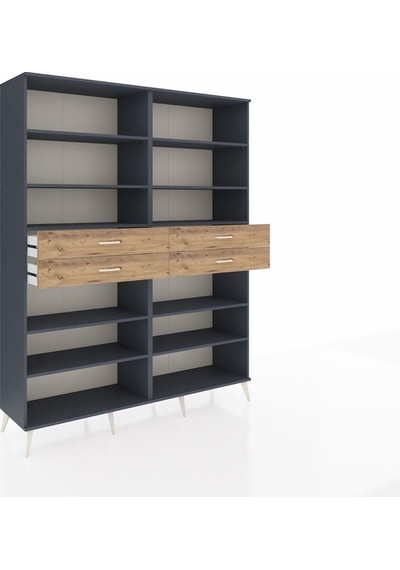 Hyperion Gardrop 10 Raflı 4 Çekmeceli 176x44x221 Antrasit-antrasit/çam Antrasit/çam Hyperion Gardrop 10 Raflı 4 Çekmeceli 176x44x221 Antrasit-antrasit/çam Antrasit/çam