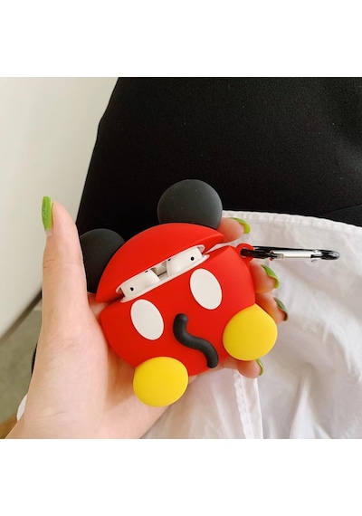 Bipower Apple Uyumlu AirPods 1-2 Kılıf Minnie Kırmızı