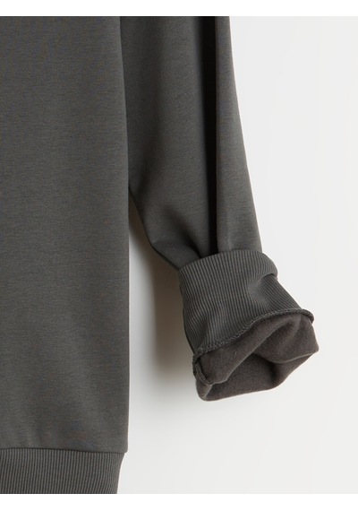 Lcwaıkıkı Classic Antrasit Bisiklet Yaka Baskılı Erkek Sweatshirt