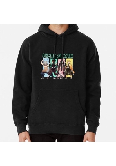 Startmore Demon Slayer Mens Anime Hoodie 15372 Siyah Siyah